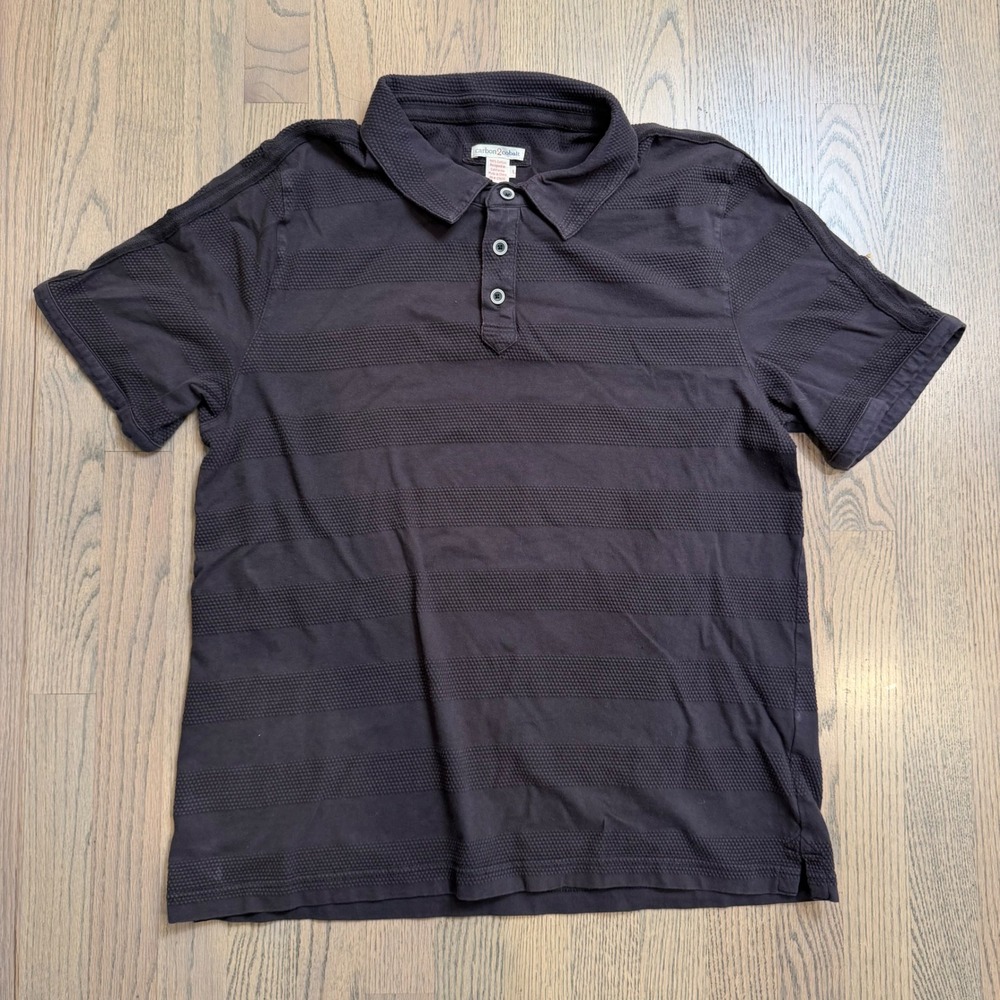 Carbon2Cobalt Mens Textured Stripe Short Sleeve Polo Shirt Size L